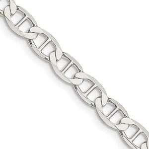 5.7mm Sterling Silver Hollow Flat Anchor Chain Necklace, 20 Inch